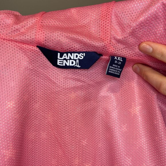 Land's End packable rain jacket - magenta star print - kids or adults - Picture 6 of 7